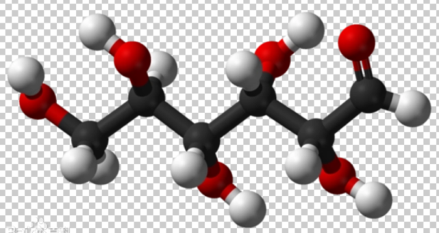 葡萄糖分子立体模型,有6个碳组成骨干直链